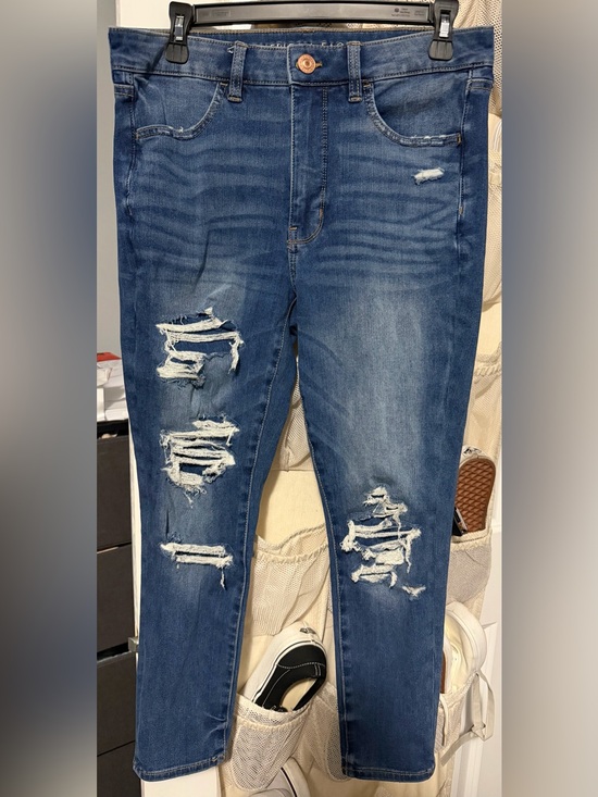 American Eagle Outfitters Denim - American Eagle Outfitters Women's Dark Blue Ripped Skinny Jeans